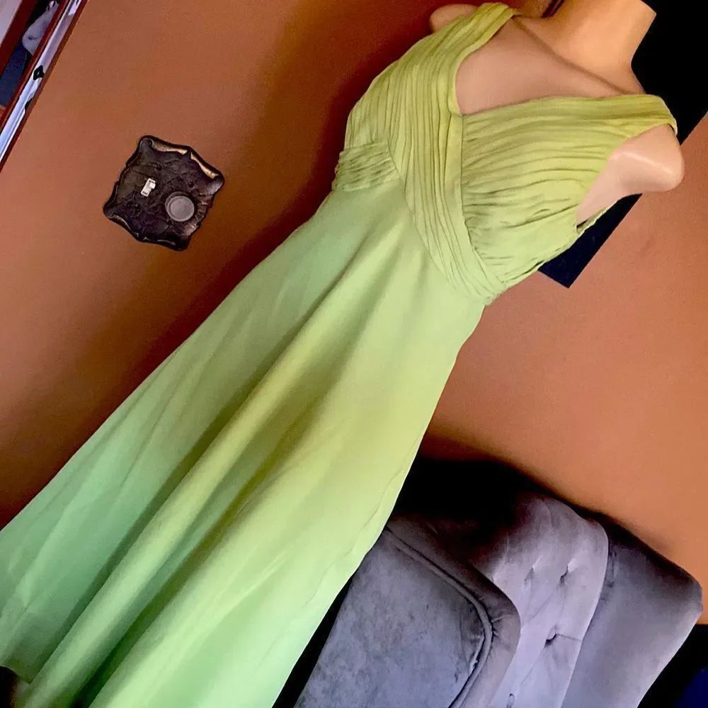 Worthington Line Green Sash v neck dress sexy Sz 6